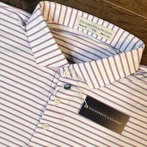 Holderness & Bourne Men’s XXL The Sutton Golf Polo Striped White Regent Windsor